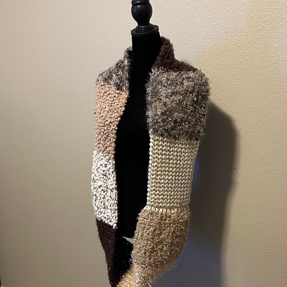 Sonoma Ivory and Chocolate Brown Multi Colors Infinity Knit Scarf - Picture 7 of 10